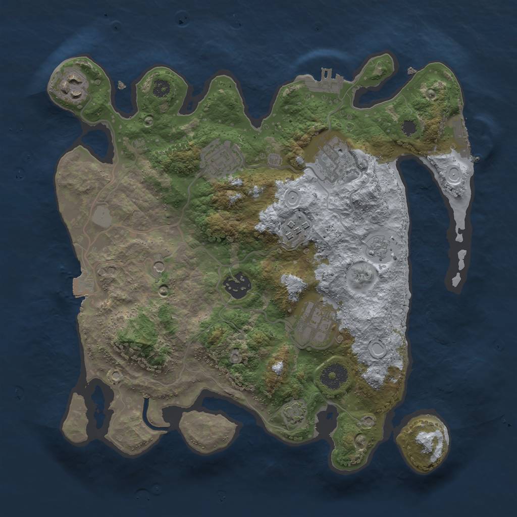 Rust Map: Procedural Map, Size: 3000, Seed: 1898852165, 14 Monuments
