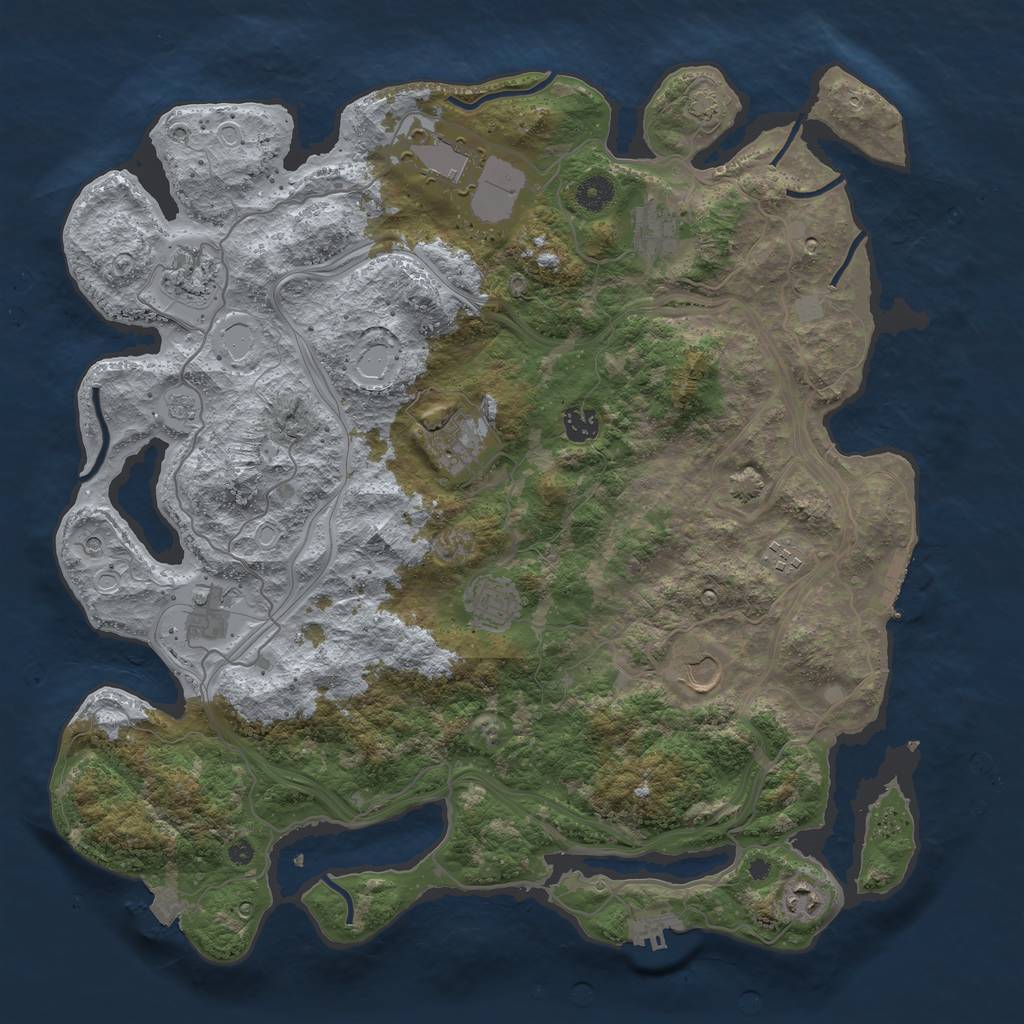 Rust Map: Procedural Map, Size: 4250, Seed: 1201601136, 18 Monuments