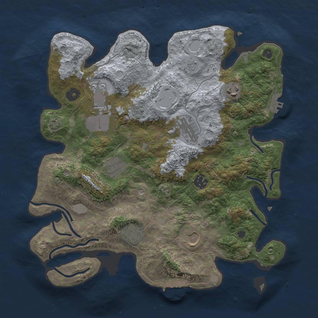 Rust Map: Procedural Map, Size: 3500, Seed: 1096936707, 16 Monuments