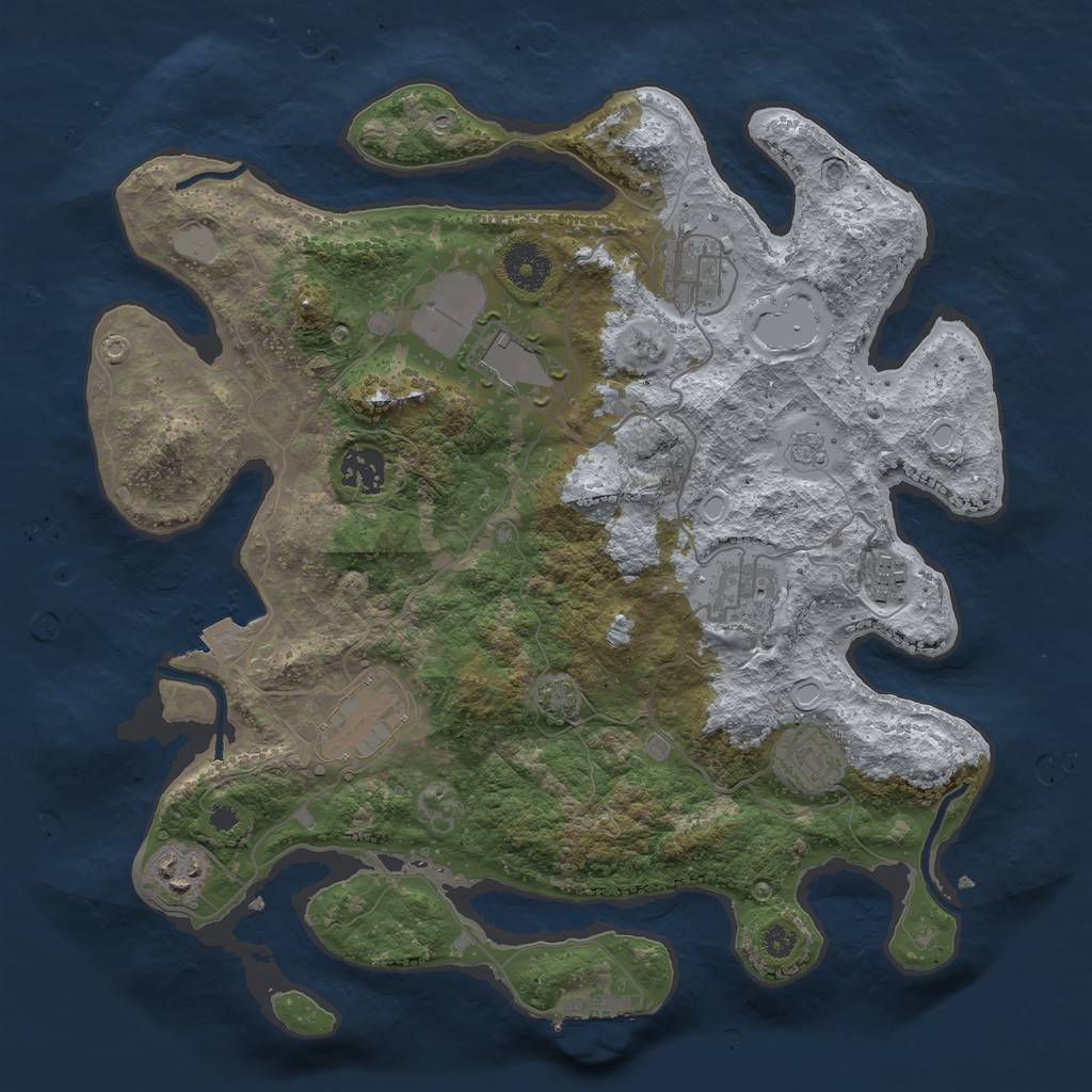 Rust Map: Procedural Map, Size: 3500, Seed: 478720102, 14 Monuments