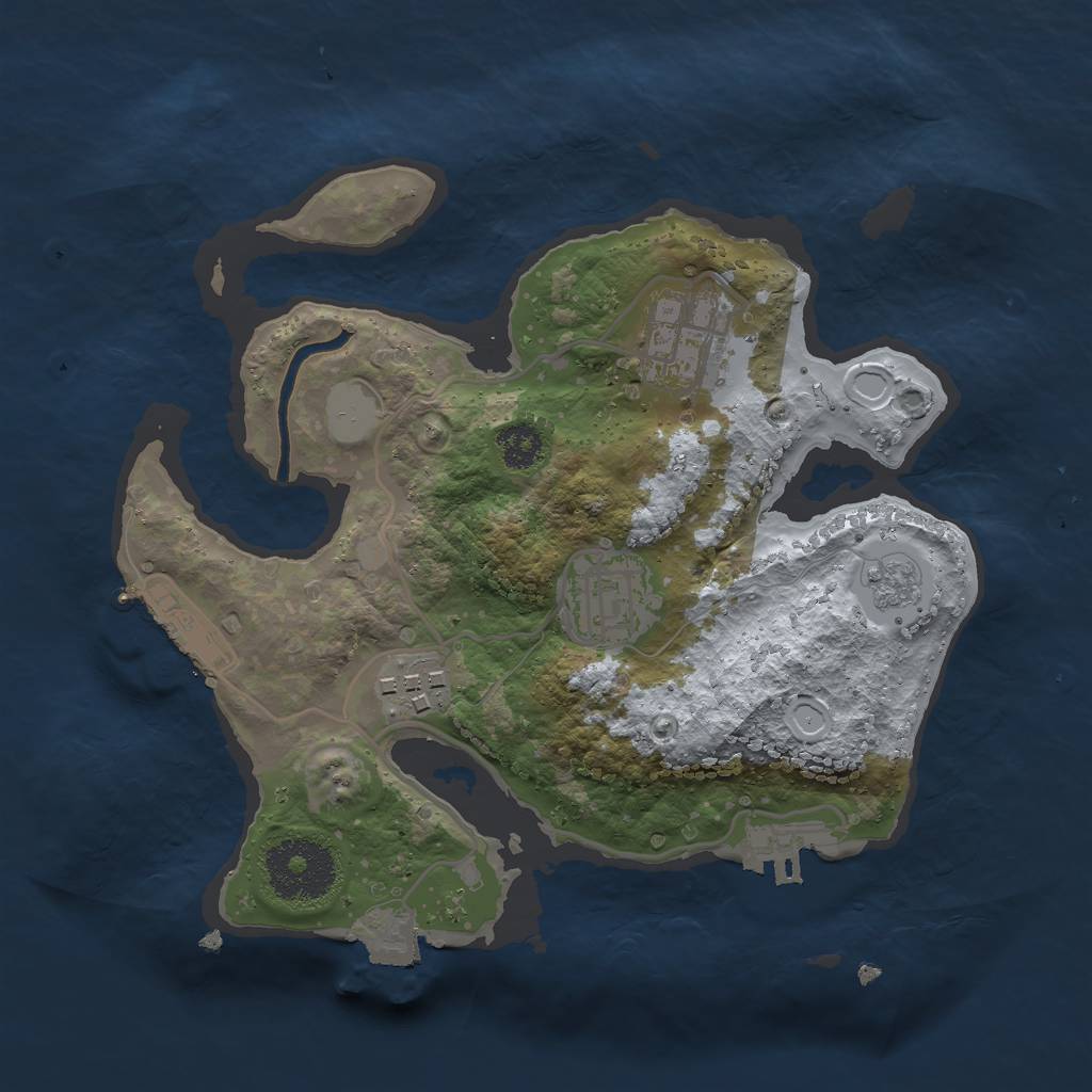 Rust Map: Procedural Map, Size: 2500, Seed: 14715, 9 Monuments