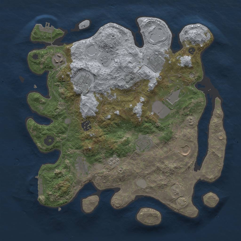 Rust Map: Procedural Map, Size: 3500, Seed: 729026063, 17 Monuments