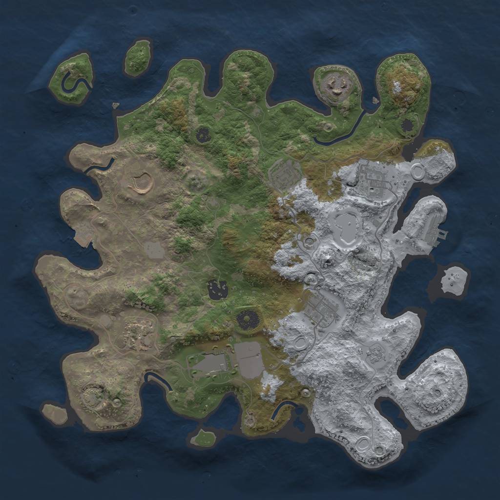 Rust Map: Procedural Map, Size: 3500, Seed: 997991547, 15 Monuments