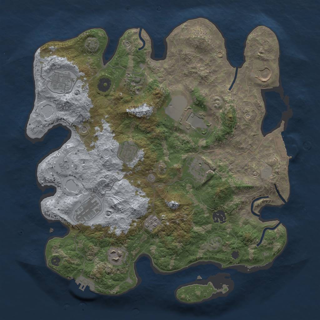 Rust Map: Procedural Map, Size: 3500, Seed: 894521, 18 Monuments