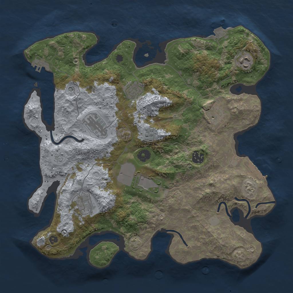Rust Map: Procedural Map, Size: 3500, Seed: 1766309739, 16 Monuments