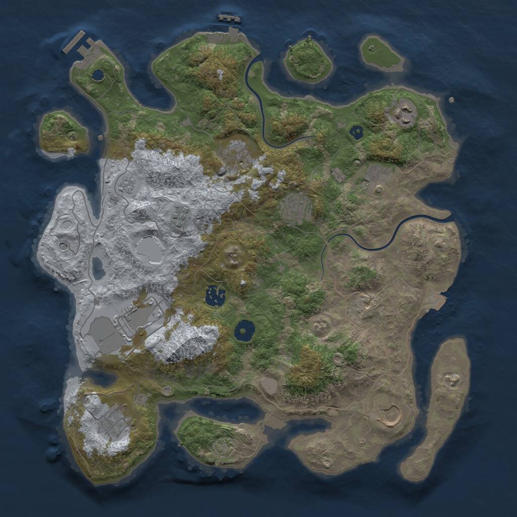 Rust Map: Procedural Map, Size: 3700, Seed: 609107058, 15 Monuments