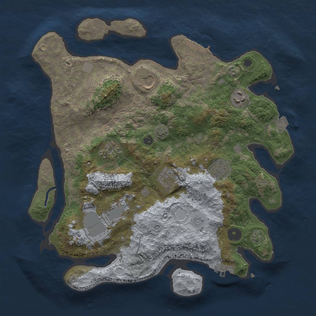 Rust Map: Procedural Map, Size: 3500, Seed: 4407135, 14 Monuments