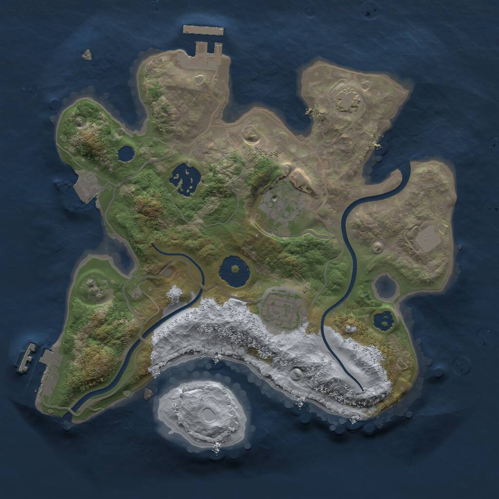 Rust Map: Procedural Map, Size: 2500, Seed: 359785421, 7 Monuments