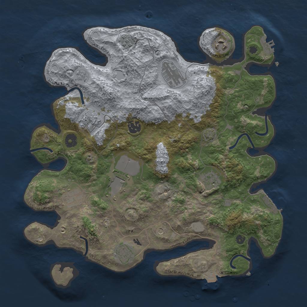 Rust Map: Procedural Map, Size: 3500, Seed: 1485945001, 17 Monuments