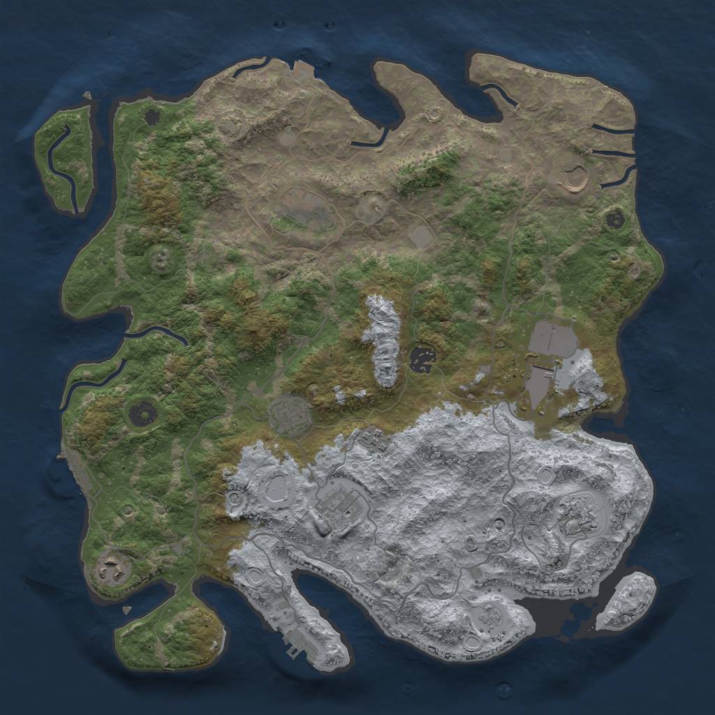 Rust Map: Procedural Map, Size: 4000, Seed: 184652, 17 Monuments