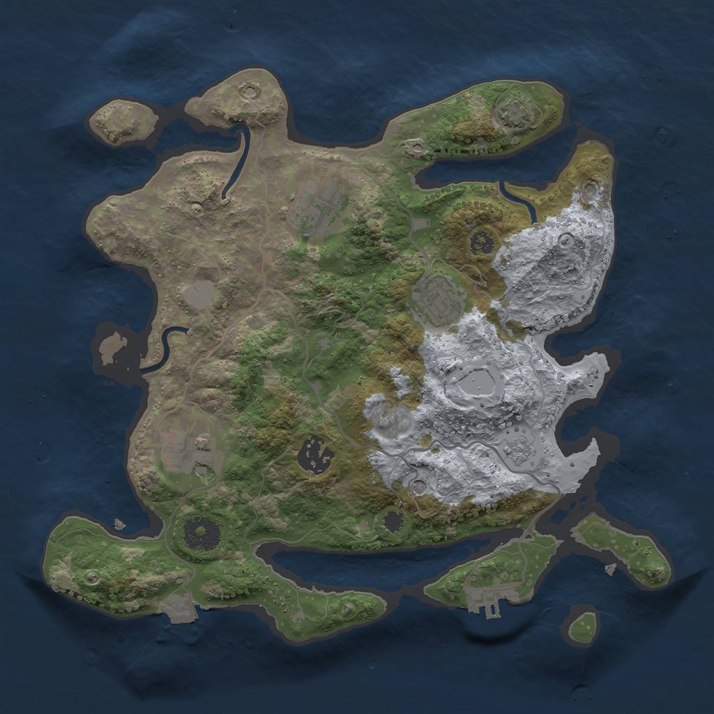 Rust Map: Procedural Map, Size: 3000, Seed: 842785236, 11 Monuments