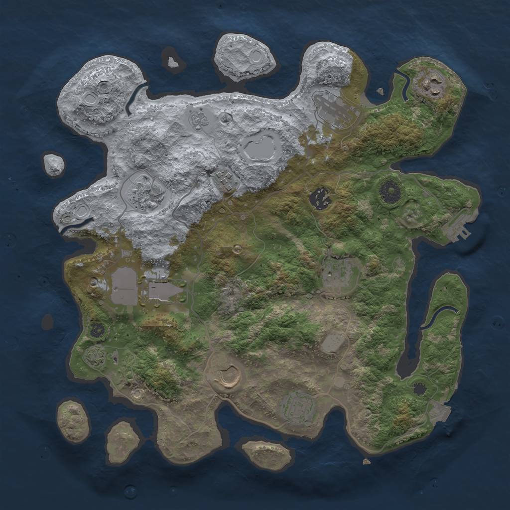 Rust Map: Procedural Map, Size: 3500, Seed: 1146764972, 15 Monuments