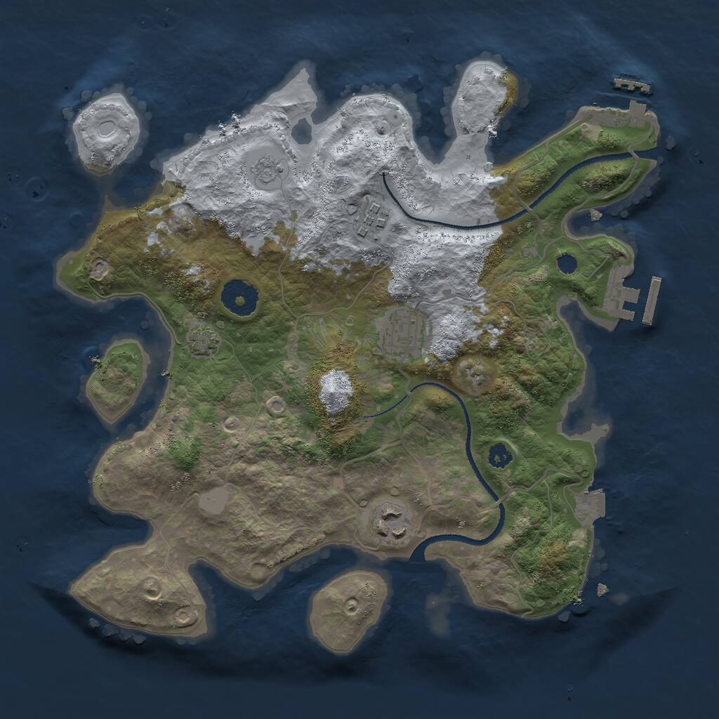 Rust Map: Procedural Map, Size: 3000, Seed: 1083185833, 8 Monuments