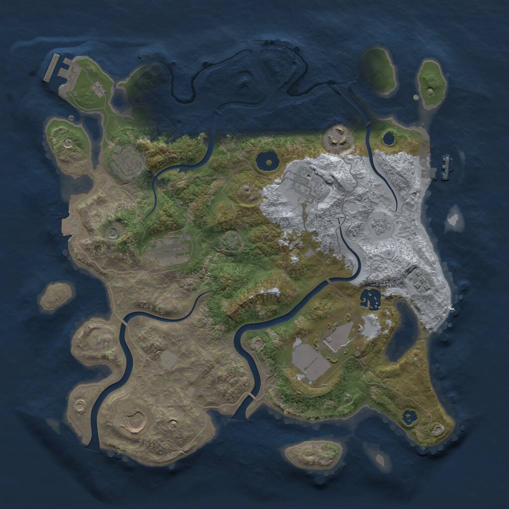 Rust Map: Procedural Map, Size: 3500, Seed: 167001228, 14 Monuments