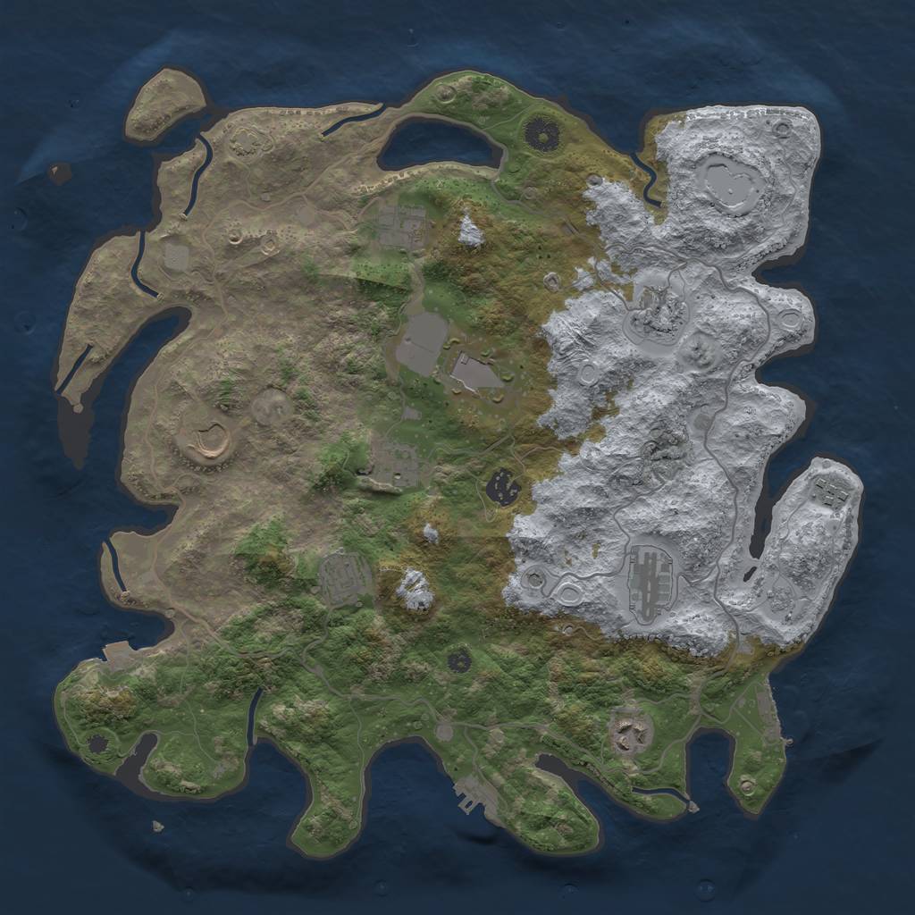 Rust Map: Procedural Map, Size: 4000, Seed: 640042, 18 Monuments
