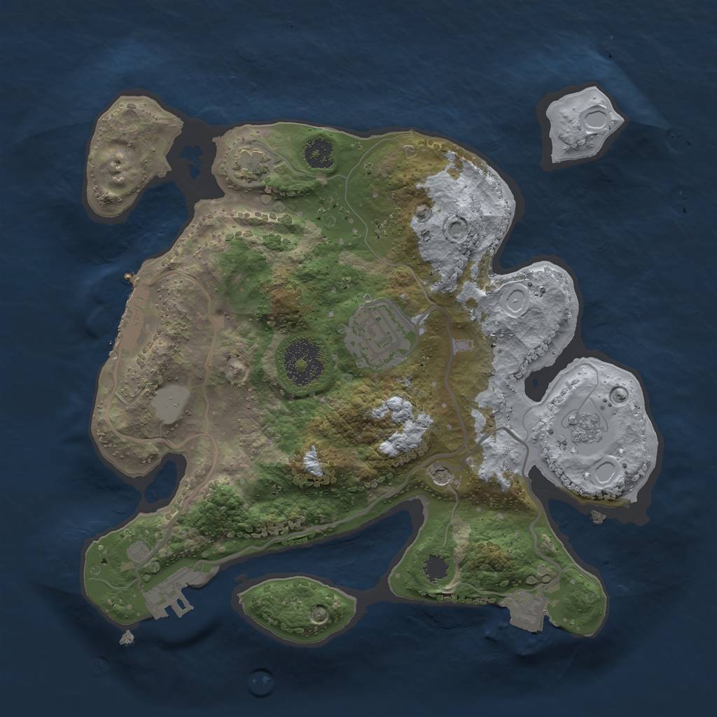 Rust Map: Procedural Map, Size: 2500, Seed: 852663888, 9 Monuments