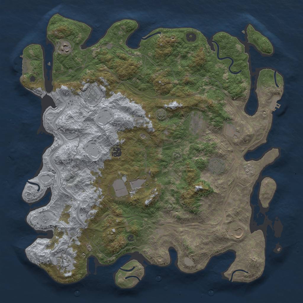 Rust Map: Procedural Map, Size: 4500, Seed: 28785831, 18 Monuments