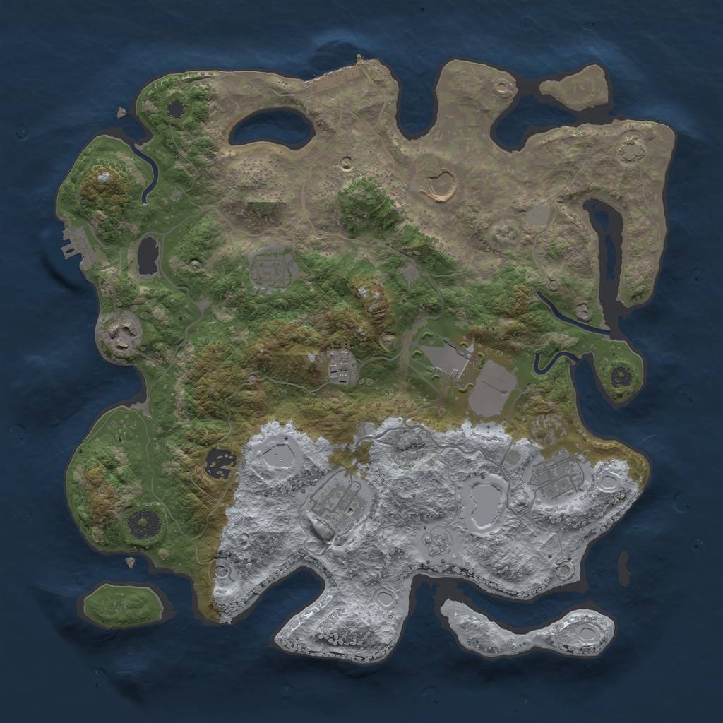 Rust Map: Procedural Map, Size: 3500, Seed: 1108131181, 16 Monuments