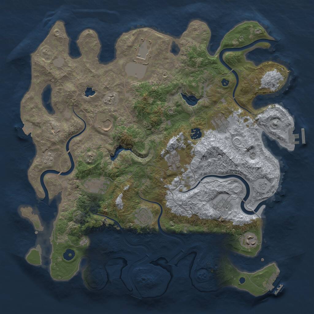 Rust Map: Procedural Map, Size: 4096, Seed: 930154274, 16 Monuments