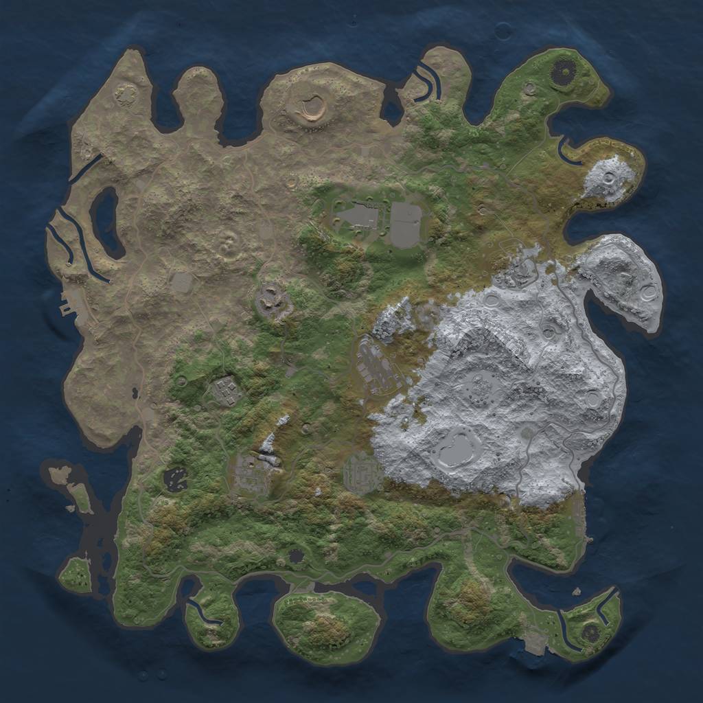 Rust Map: Procedural Map, Size: 4096, Seed: 930154274, 17 Monuments