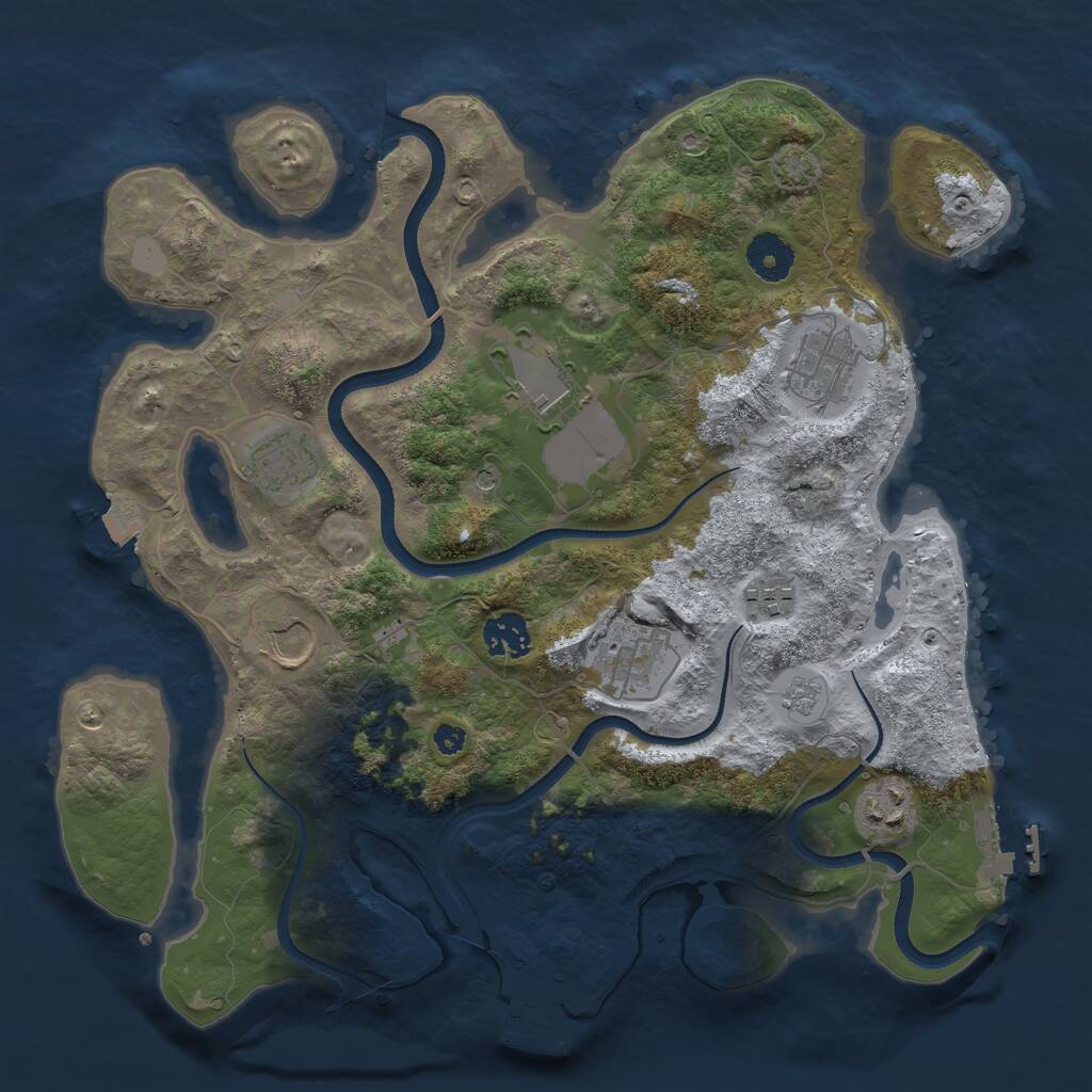 Rust Map: Procedural Map, Size: 3500, Seed: 2038144536, 14 Monuments