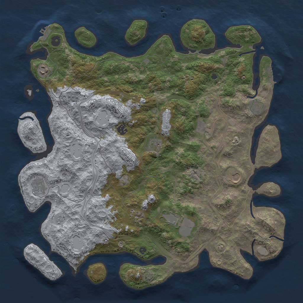 Rust Map: Procedural Map, Size: 4500, Seed: 7761507, 18 Monuments