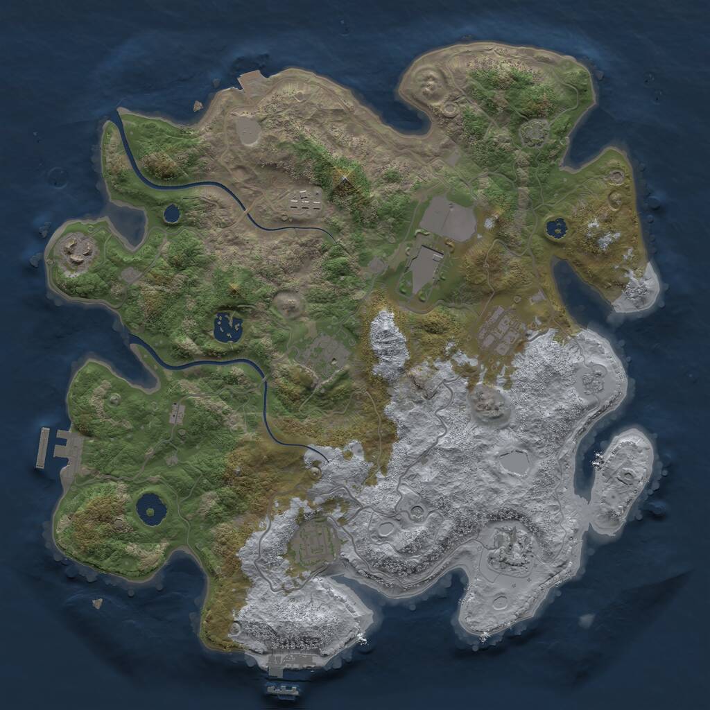 Rust Map: Procedural Map, Size: 3500, Seed: 871290284, 14 Monuments