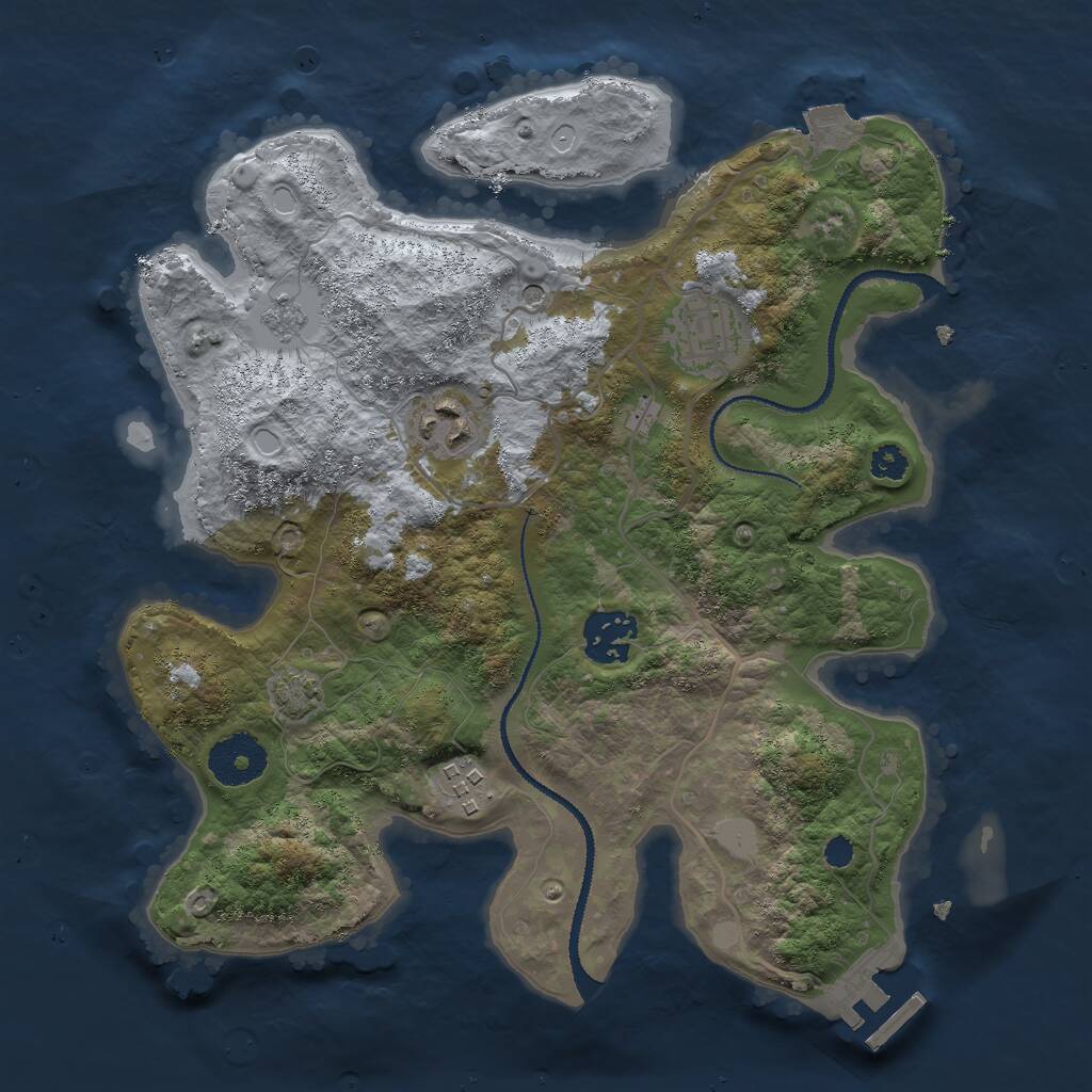 Rust Map: Procedural Map, Size: 3000, Seed: 1238, 9 Monuments