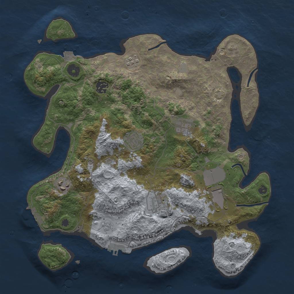 Rust Map: Procedural Map, Size: 3500, Seed: 122584236, 15 Monuments