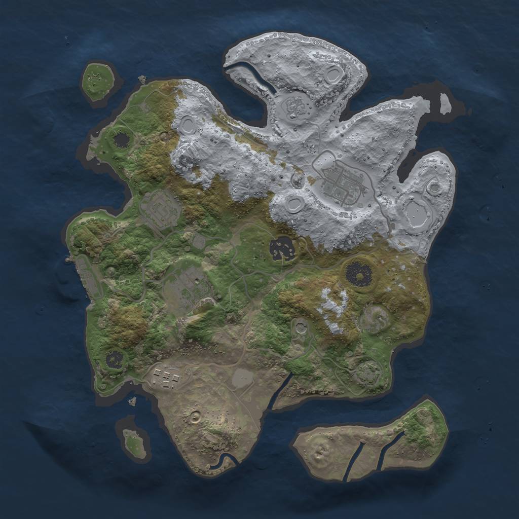Rust Map: Procedural Map, Size: 3000, Seed: 26799, 12 Monuments