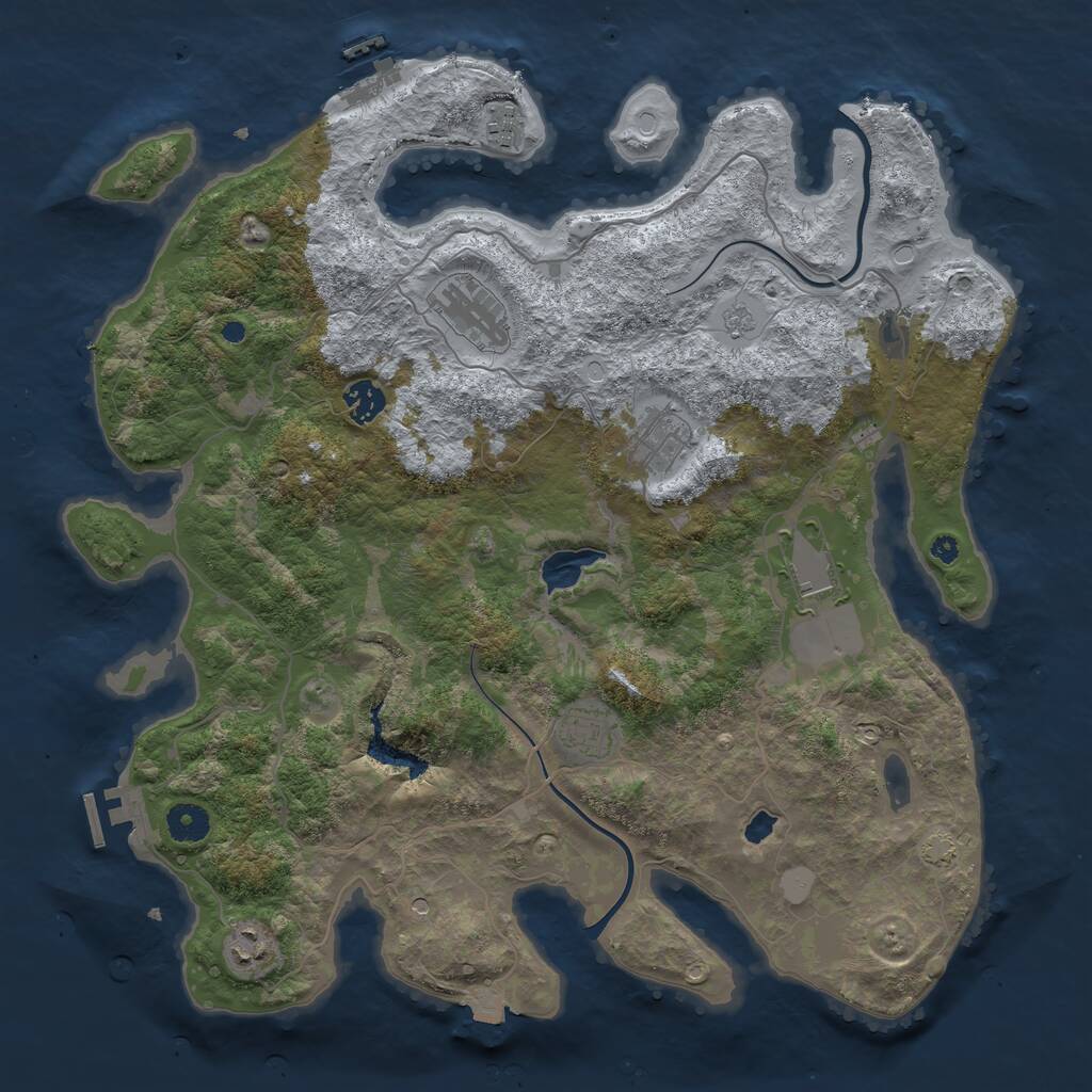 Rust Map: Procedural Map, Size: 4000, Seed: 493064063, 13 Monuments