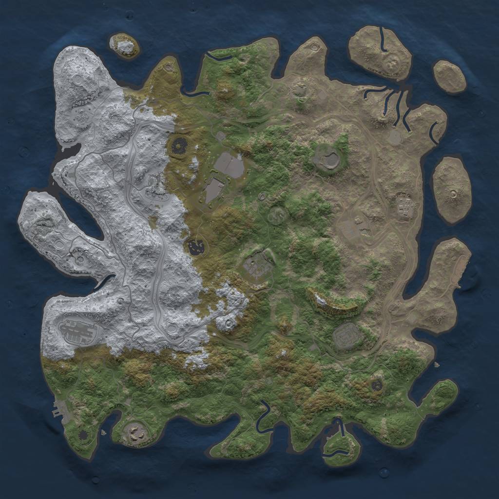 Rust Map: Procedural Map, Size: 4500, Seed: 2131313745, 18 Monuments