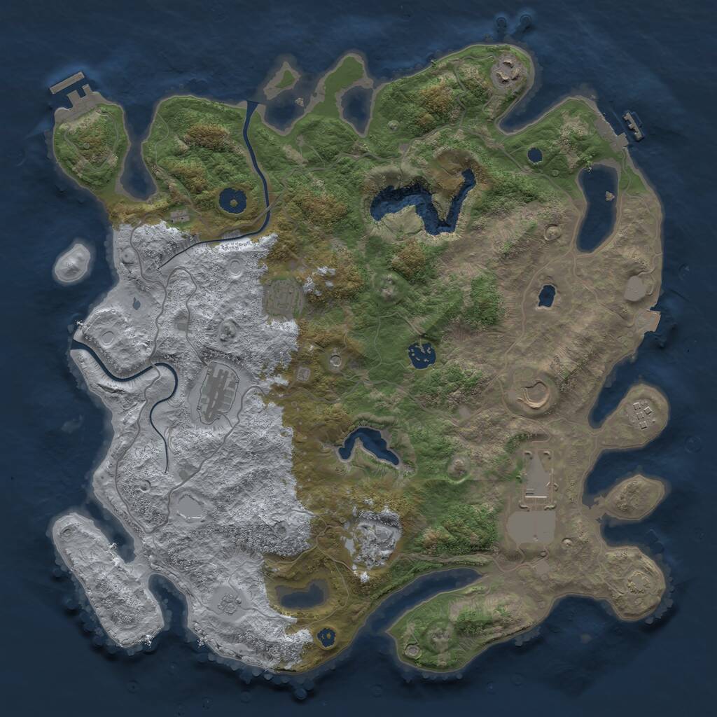 Rust Map: Procedural Map, Size: 4000, Seed: 666983733, 14 Monuments