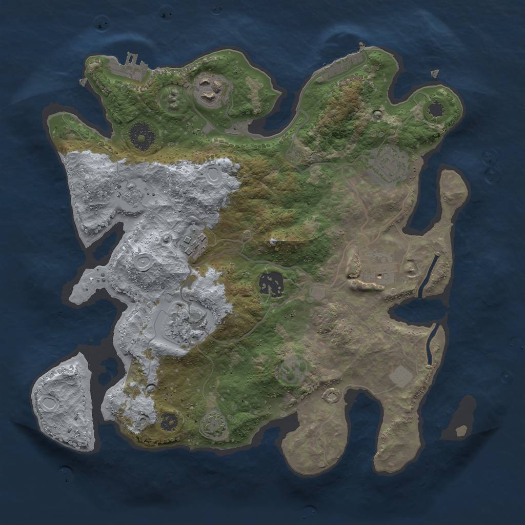Rust Map: Procedural Map, Size: 3000, Seed: 14871, 13 Monuments