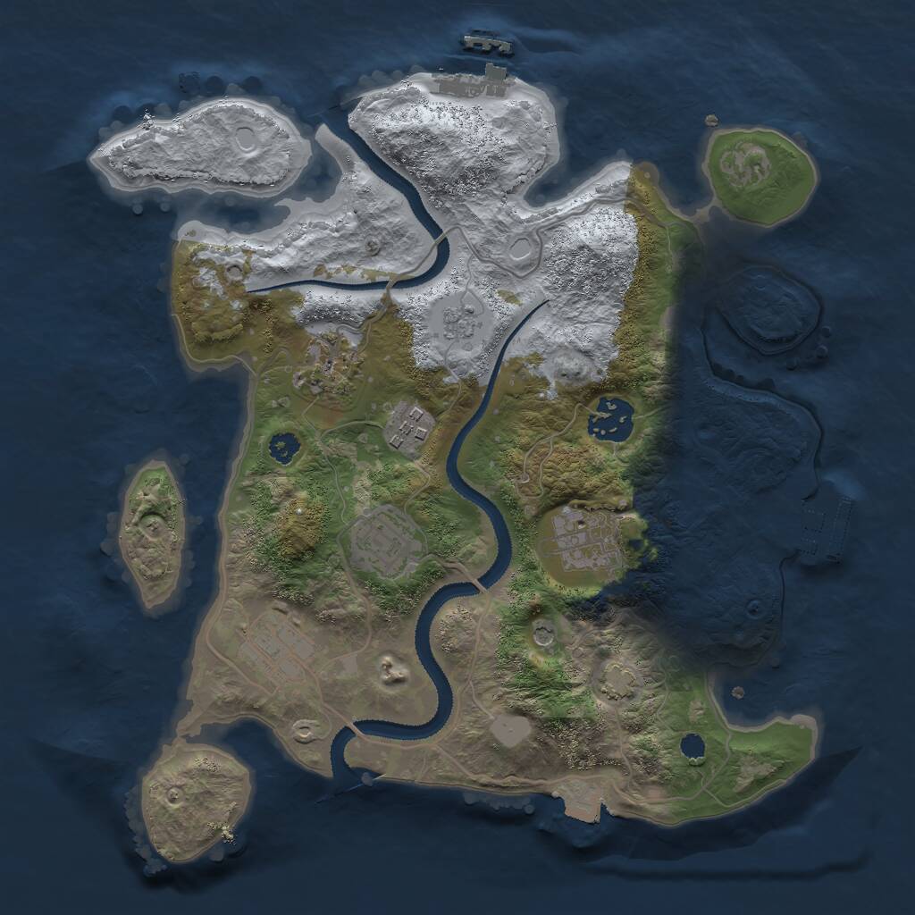 Rust Map: Procedural Map, Size: 3000, Seed: 25468, 12 Monuments
