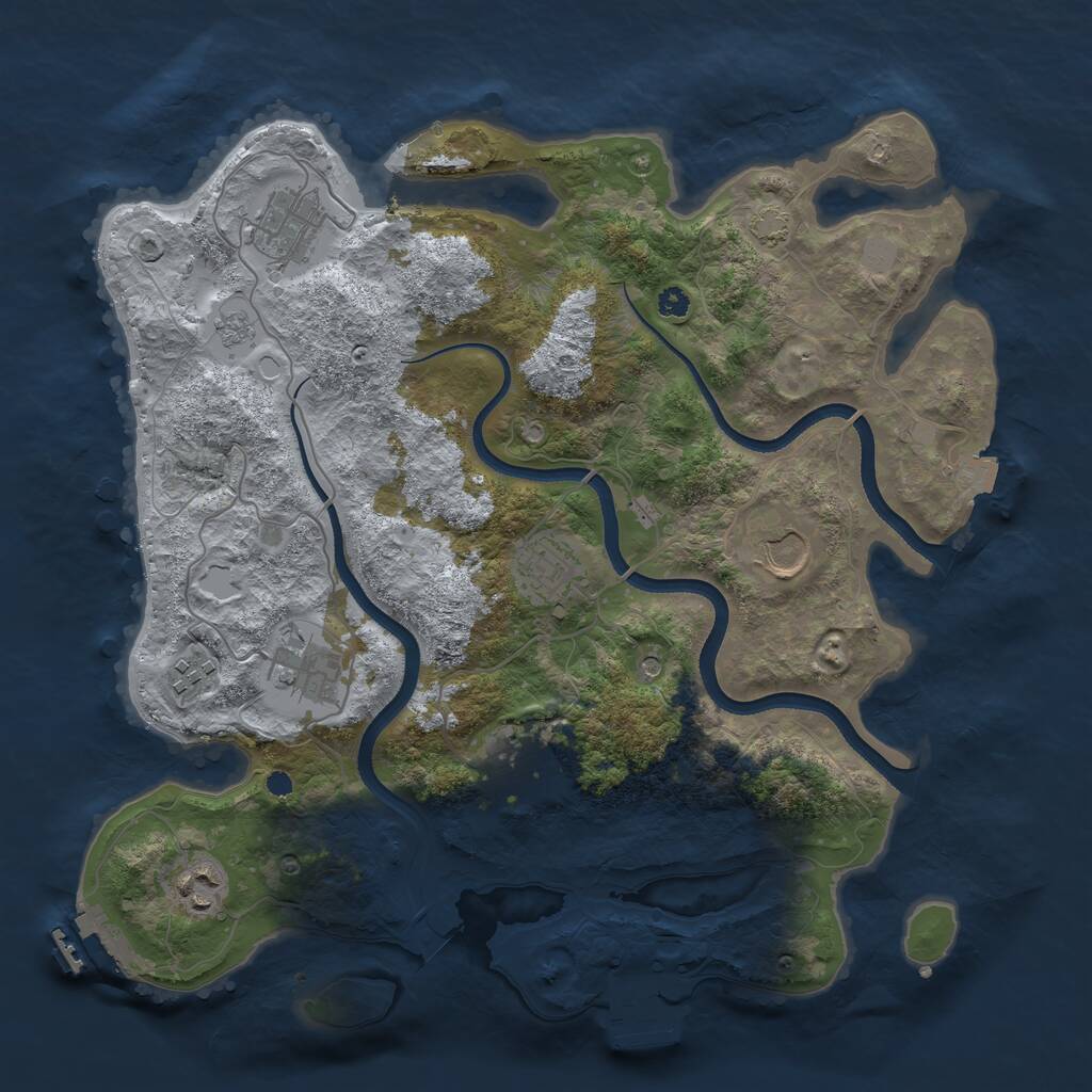 Rust Map: Procedural Map, Size: 3500, Seed: 187826354, 13 Monuments