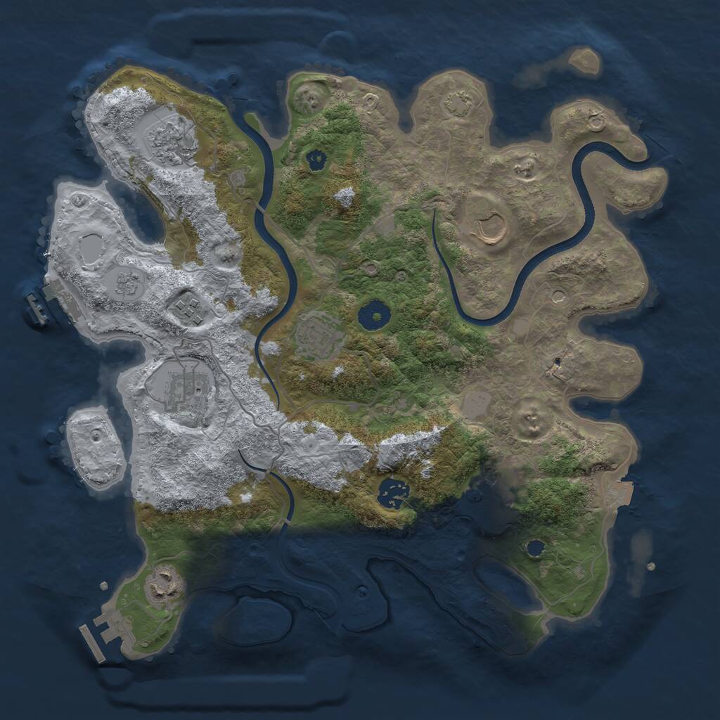 Rust Map: Procedural Map, Size: 3500, Seed: 637456026, 14 Monuments