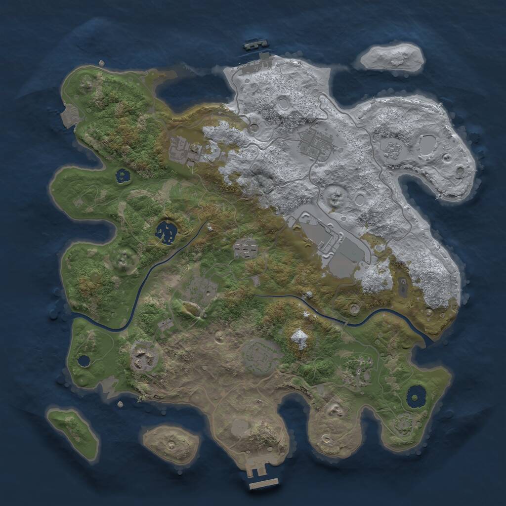 Rust Map: Procedural Map, Size: 3500, Seed: 565829886, 15 Monuments
