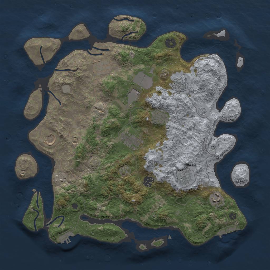 Rust Map: Procedural Map, Size: 3800, Seed: 35836993, 18 Monuments