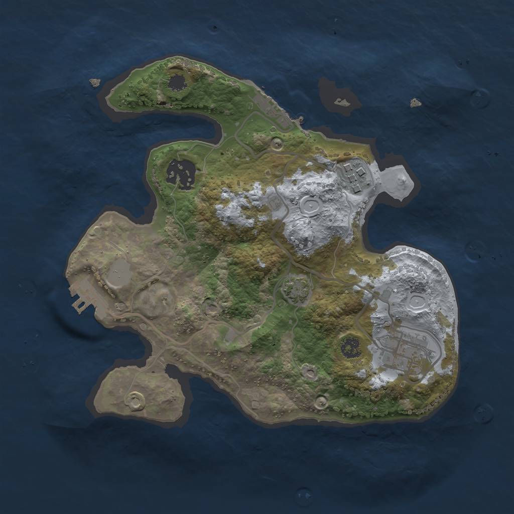 Rust Map: Procedural Map, Size: 2500, Seed: 351073493, 9 Monuments