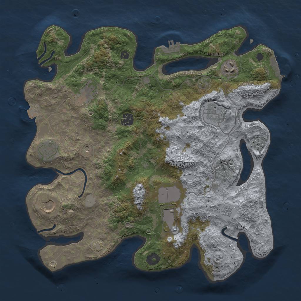 Rust Map: Procedural Map, Size: 3500, Seed: 832315037, 16 Monuments