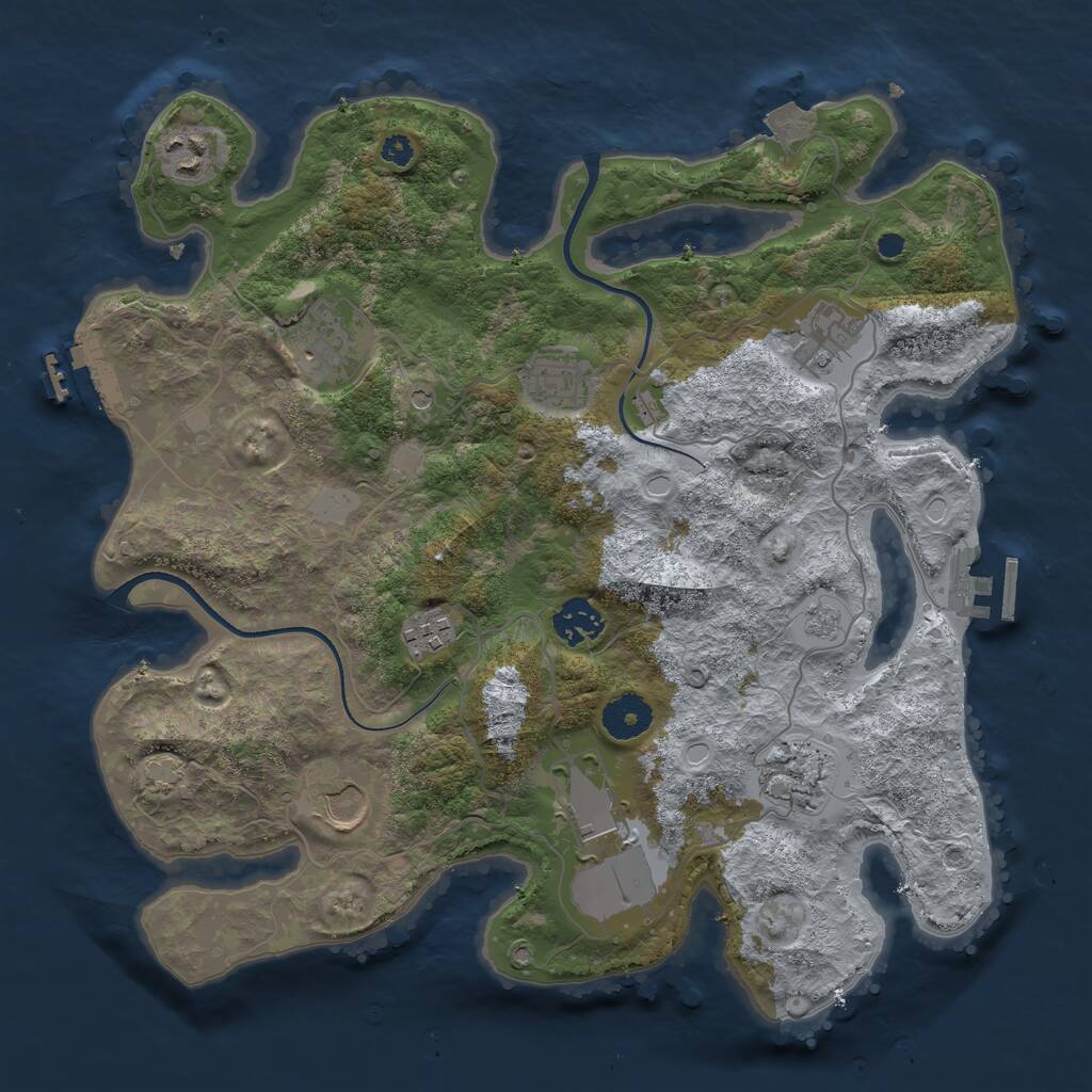 Rust Map: Procedural Map, Size: 3500, Seed: 832315037, 15 Monuments