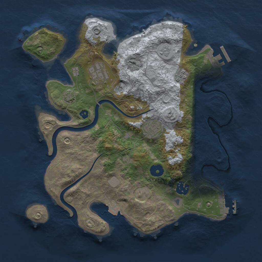 Rust Map: Procedural Map, Size: 3000, Seed: 1460180333, 10 Monuments