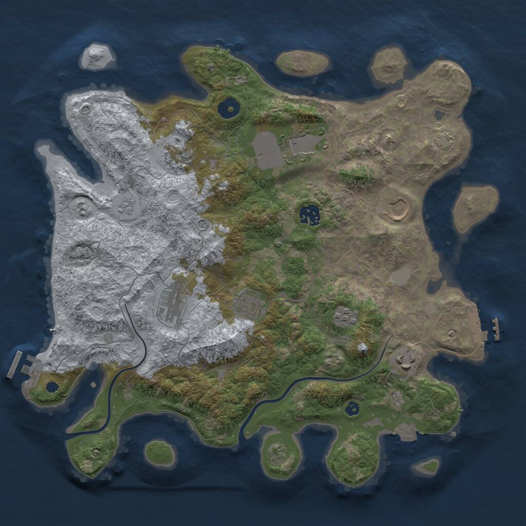 Rust Map: Procedural Map, Size: 3700, Seed: 1128004, 14 Monuments