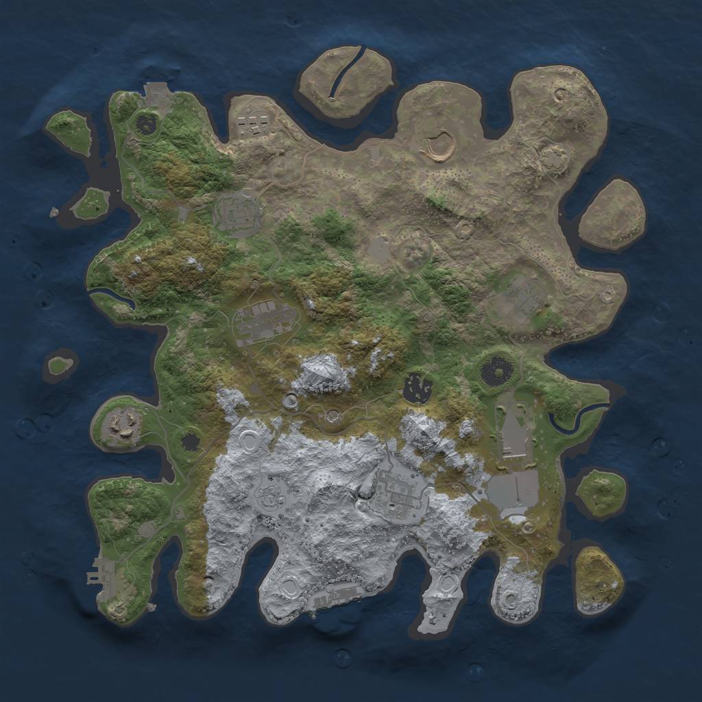 Rust Map: Procedural Map, Size: 3500, Seed: 2131729312, 17 Monuments