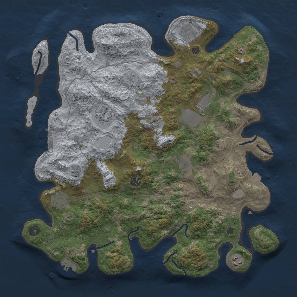 Rust Map: Procedural Map, Size: 4000, Seed: 1935824167, 16 Monuments