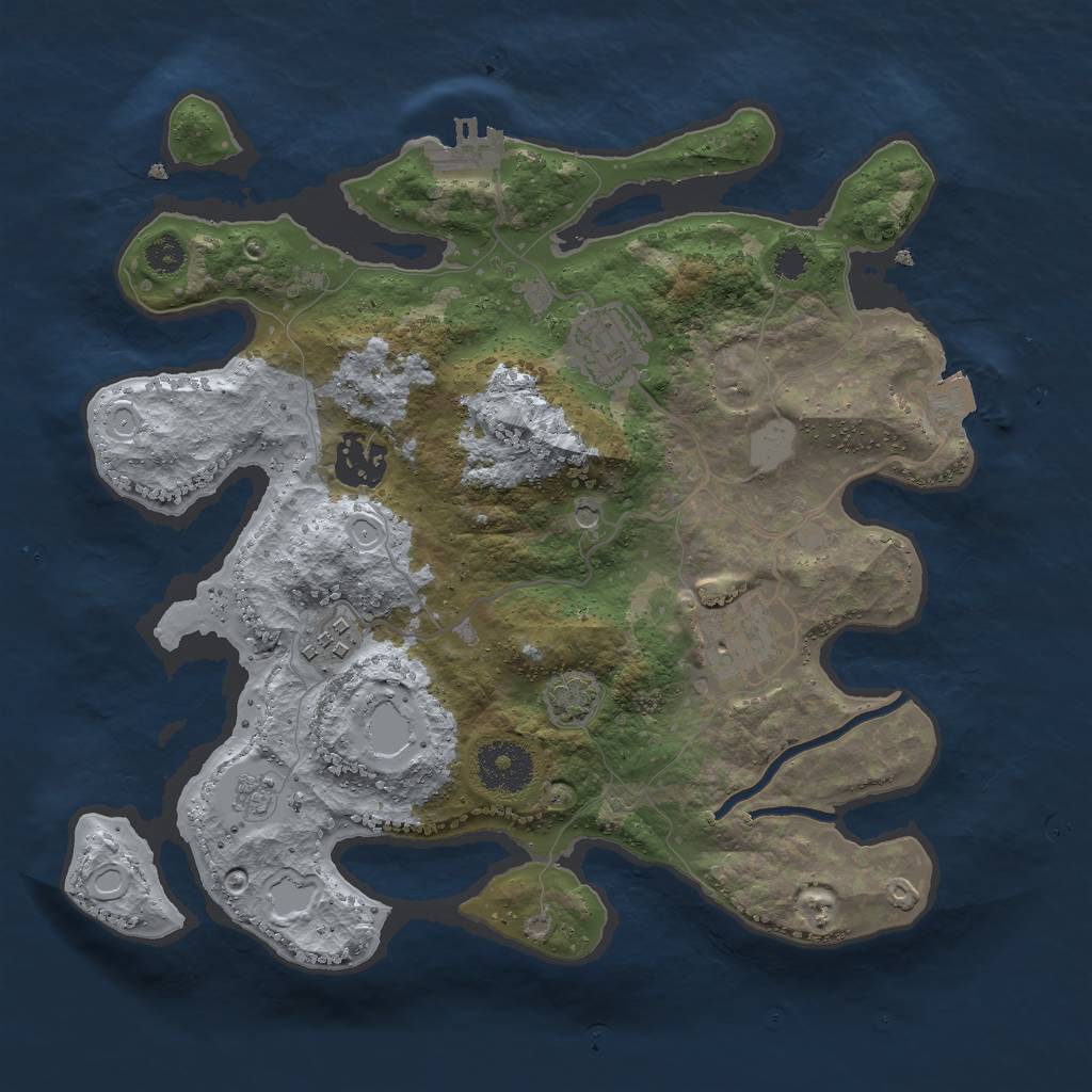 Rust Map: Procedural Map, Size: 3000, Seed: 1231905471, 11 Monuments