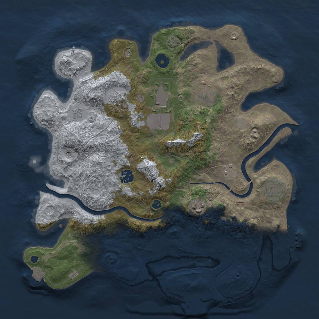 Rust Map: Procedural Map, Size: 3500, Seed: 16618, 13 Monuments