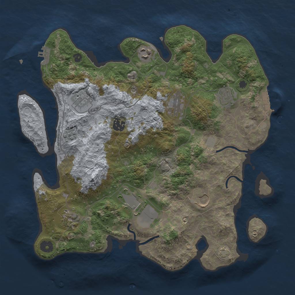 Rust Map: Procedural Map, Size: 3500, Seed: 1329410828, 16 Monuments