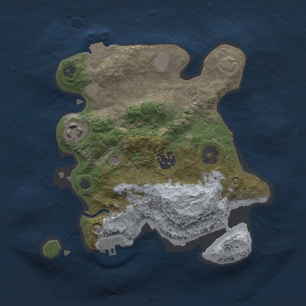 Rust Map: Procedural Map, Size: 2500, Seed: 2038073753, 8 Monuments